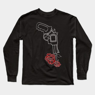 Upside Down Gun with Rose Long Sleeve T-Shirt